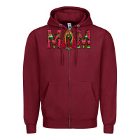 Burgundy Mom with Floral Aztec and Leopard Background Zipper Hoodie - Bettercallsaul