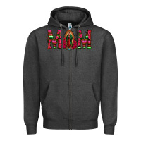 Charcoal Heather Mom with Floral Aztec and Leopard Background Zipper Hoodie - Bettercallsaul