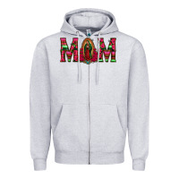 Heather Grey Mom with Floral Aztec and Leopard Background Zipper Hoodie - Bettercallsaul