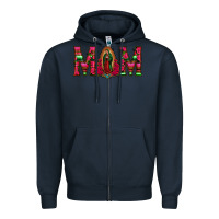 Navy Mom with Floral Aztec and Leopard Background Zipper Hoodie - Bettercallsaul