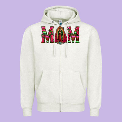 Mom With Floral Aztec And Leopard Background Zipper Hoodie Designed By Bettercallsaul