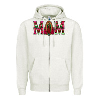 Oatmeal Heather Mom with Floral Aztec and Leopard Background Zipper Hoodie - Bettercallsaul
