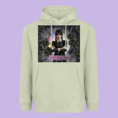 Gothic Girl With Black Rose Heavyweight Hoodie Designed By Tumblerdesignbyshophia