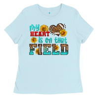 Baby Blue my heart is on that field american football Ladies Tee - HRA Design Shop