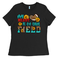 Black my heart is on that field american football Ladies Tee - HRA Design Shop