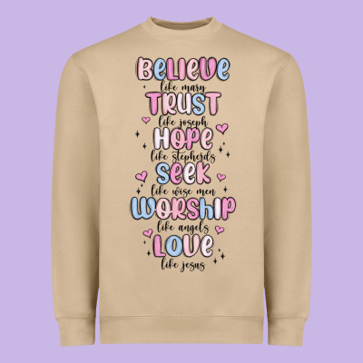 Believe Like Mary Trust Like Joseph Valentine S Da Heavyweight Sweatshirt Designed By Maliassmallbusiness