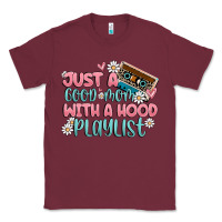 Burgundy just a good mom with a hood playlist Classic Tee - MaliasSmallBusiness