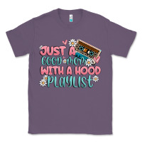 Lavender just a good mom with a hood playlist Classic Tee - MaliasSmallBusiness