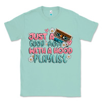 Seafoam just a good mom with a hood playlist Classic Tee - MaliasSmallBusiness