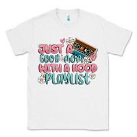 White just a good mom with a hood playlist Classic Tee - MaliasSmallBusiness