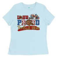 Baby Blue loud and proud football mom Ladies Tee - HRA Design Shop
