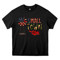 Black small town usa Heavy Core Tee - CowhideDigitalArt