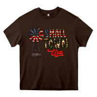 Chocolate Brown small town usa Heavy Core Tee - CowhideDigitalArt