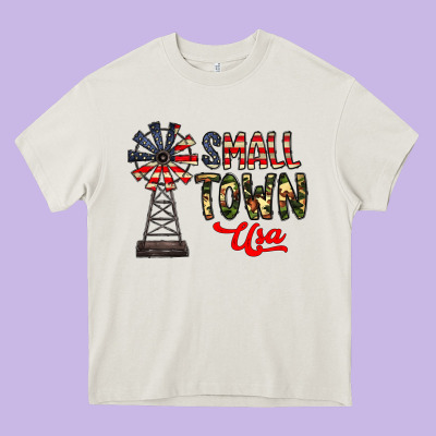 Small Town Usa Heavy Core Tee Designed By Cowhidedigitalart
