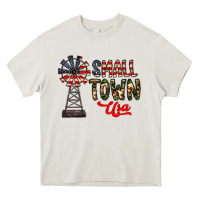 Cream small town usa Heavy Core Tee - CowhideDigitalArt