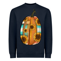 Navy Serape sunflower pumpkin Heavyweight Sweatshirt - NancyCooperArtShop