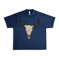 Navy cow skul Urban Heavy Tee - MaliasSmallBusiness
