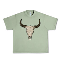 Oil Green cow skul Urban Heavy Tee - MaliasSmallBusiness