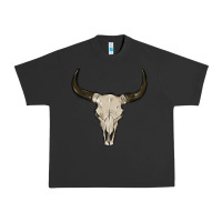 Pigment Black cow skul Urban Heavy Tee - MaliasSmallBusiness