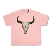 Salmon cow skul Urban Heavy Tee - MaliasSmallBusiness
