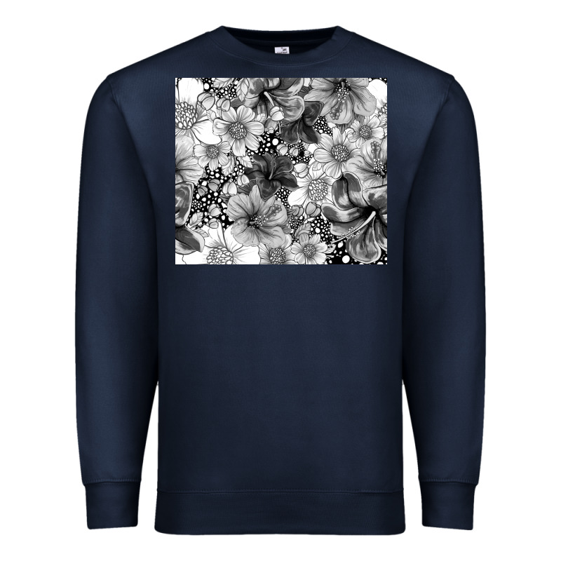 Black And White Floral Premium Sweatshirt by TumblerDesignByShophia | Teevron
