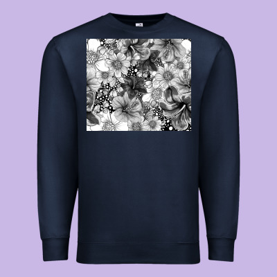 Black And White Floral Premium Sweatshirt Designed By Tumblerdesignbyshophia