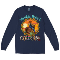 Navy shoulda been a cowgirl Long Sleeve Tee - MaliasSmallBusiness