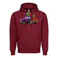 Burgundy mardi gras mask crawfish farm tractor Zipper Hoodie - RanaPortraitStore