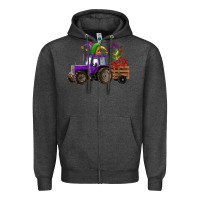 Charcoal Heather mardi gras mask crawfish farm tractor Zipper Hoodie - RanaPortraitStore