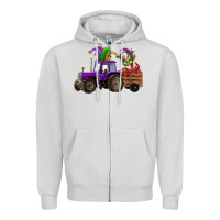 Dove Grey mardi gras mask crawfish farm tractor Zipper Hoodie - RanaPortraitStore