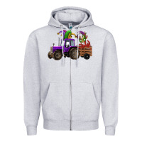 Heather Grey mardi gras mask crawfish farm tractor Zipper Hoodie - RanaPortraitStore