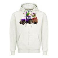 Oatmeal Heather mardi gras mask crawfish farm tractor Zipper Hoodie - RanaPortraitStore