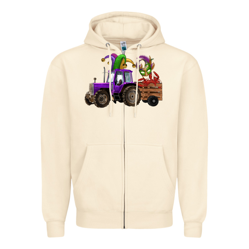 Mardi Gras Mask Crawfish Farm Tractor Zipper Hoodie by RanaPortraitStore | Teevron