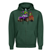 Sports Green mardi gras mask crawfish farm tractor Zipper Hoodie - RanaPortraitStore
