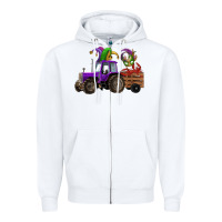 White mardi gras mask crawfish farm tractor Zipper Hoodie - RanaPortraitStore