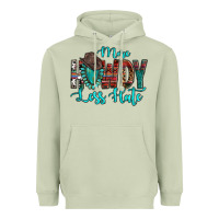 Matcha Western More Howdy Less Hate Cowboy Hat Gemstone Heavyweight Hoodie - HowdyJamesFarm