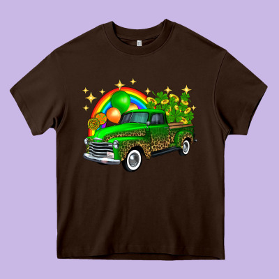 St Patricks Shamrock Gold Rainbow Balloon Candy Truck Heavy Core Tee Designed By Fadigitalartstudio