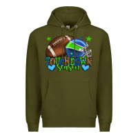 Army Green Touchdown season American football green and blue Premium Hoodie - HowdyJamesFarm