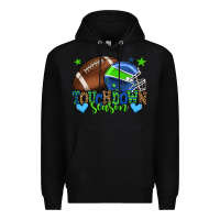Black Touchdown season American football green and blue Premium Hoodie - HowdyJamesFarm