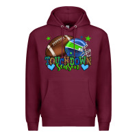 Burgundy Touchdown season American football green and blue Premium Hoodie - HowdyJamesFarm