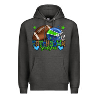 Charcoal Heather Touchdown season American football green and blue Premium Hoodie - HowdyJamesFarm