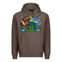 Coffee Touchdown season American football green and blue Premium Hoodie - HowdyJamesFarm