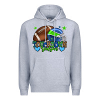 Heather Grey Touchdown season American football green and blue Premium Hoodie - HowdyJamesFarm