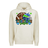 Oatmeal Heather Touchdown season American football green and blue Premium Hoodie - HowdyJamesFarm