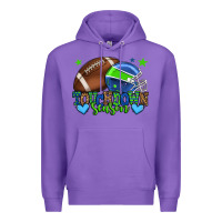 Purple Touchdown season American football green and blue Premium Hoodie - HowdyJamesFarm