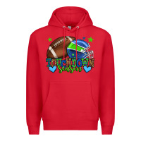 Red Touchdown season American football green and blue Premium Hoodie - HowdyJamesFarm