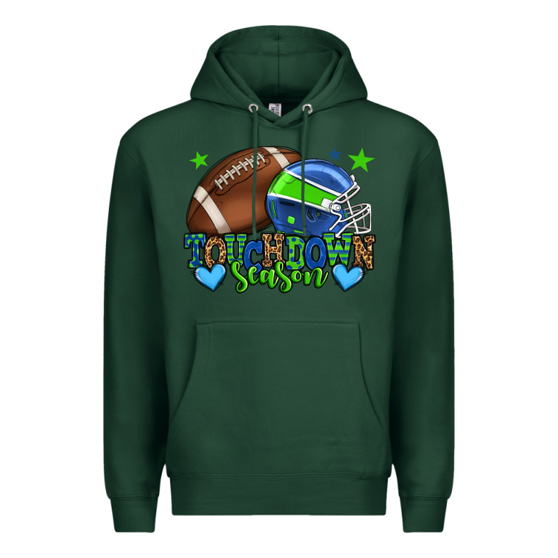 Touchdown Season American Football Green And Blue Premium Hoodie by HowdyJamesFarm | Teevron
