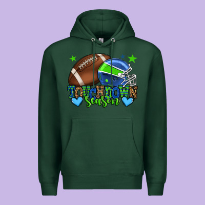 Touchdown Season American Football Green And Blue Premium Hoodie Designed By Howdyjamesfarm