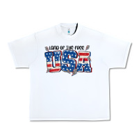 White land of the free usa Urban Heavy Tee - MaliasSmallBusiness