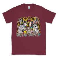 Burgundy Happy Easter Classic Tee - CowhideDigitalArt